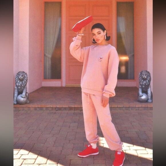 Cherry LA Valentine’s Day Sweatpants (Sz M) Limited Edition Fleece Blush Pink - Picture 2 of 15
